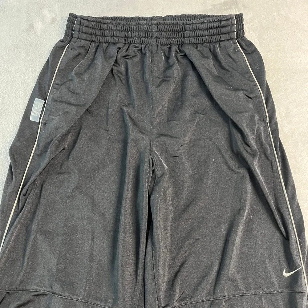 Vintage Nike Basketball Baggy Track Pants Black White Ankle Zip Womens Large EUC